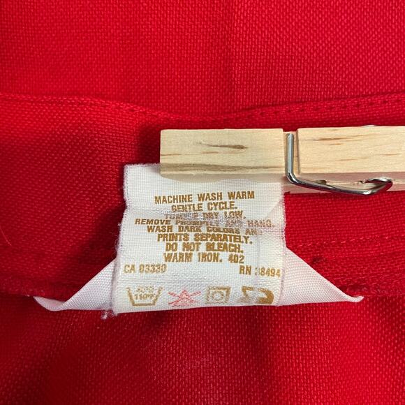 Vintage Midi Skirt Size 12 Red Solid Minimal Secretary Retro High Rise 70s 80s - Picture 12 of 15